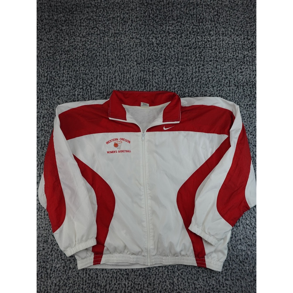 Nike Windbreaker Jacket‎ Womens XL Red White Western Oregon Basketball Retro